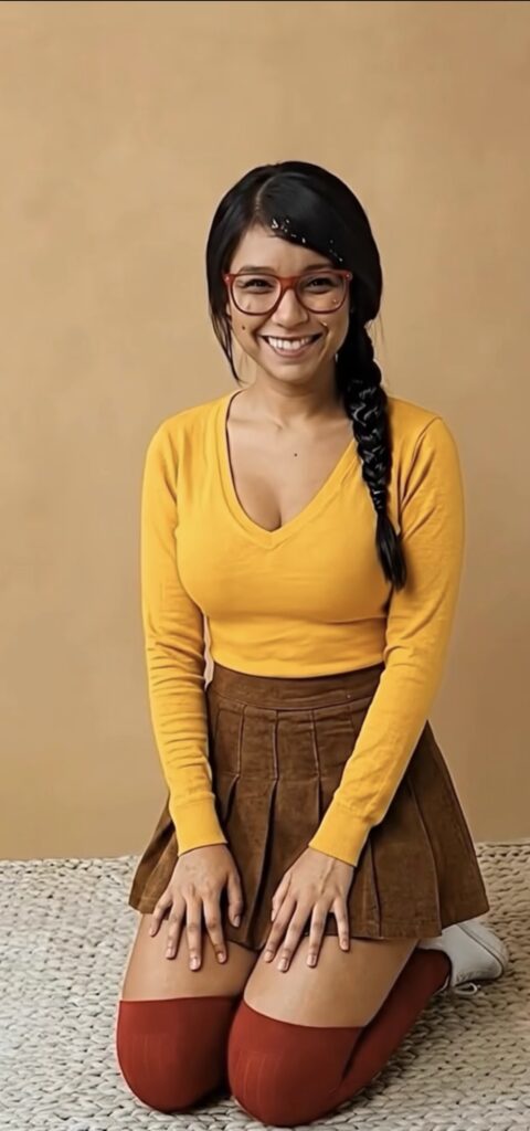 Indian dressed as Velma with cum facial