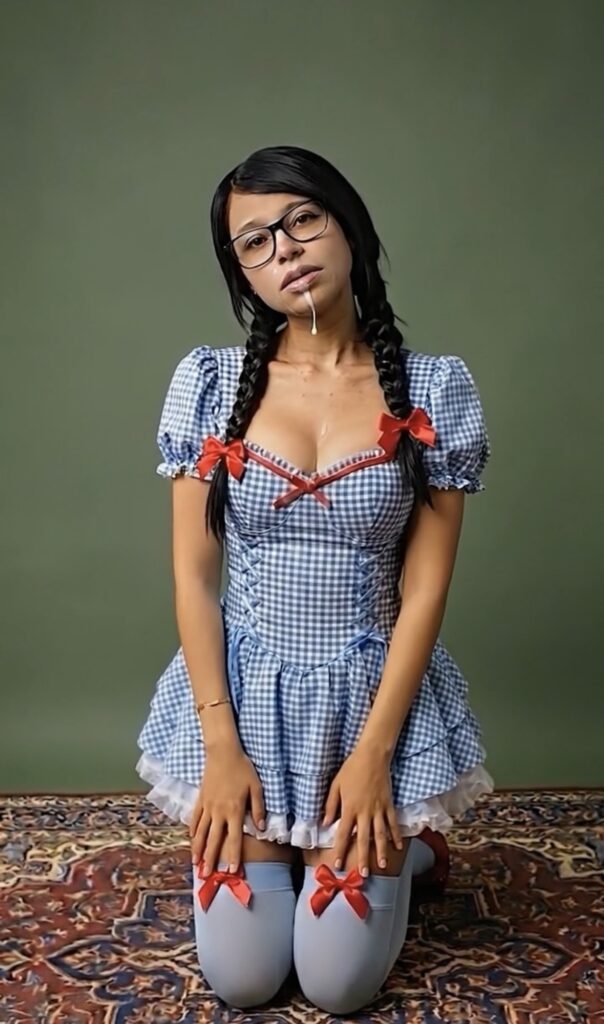 Indian woman cosplay facial dangles from chin —- Dorothy